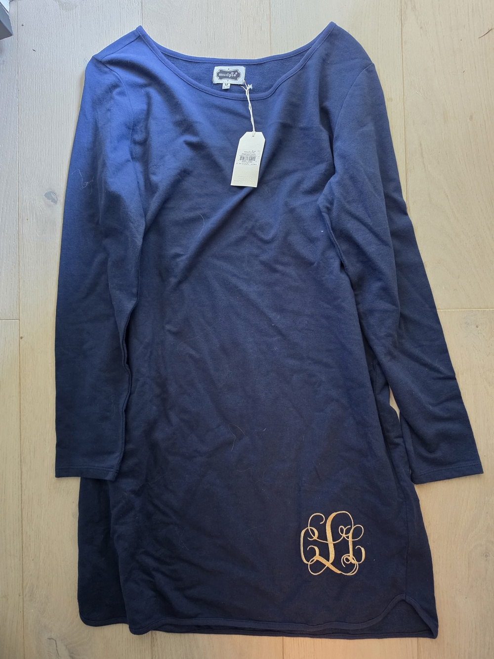 Mud Pie Navy Long Sleeve Monogram Tunic Dress